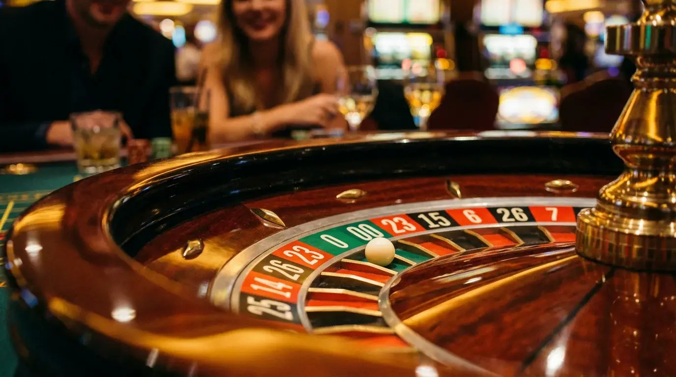 American roulette wheel with double zero pocket