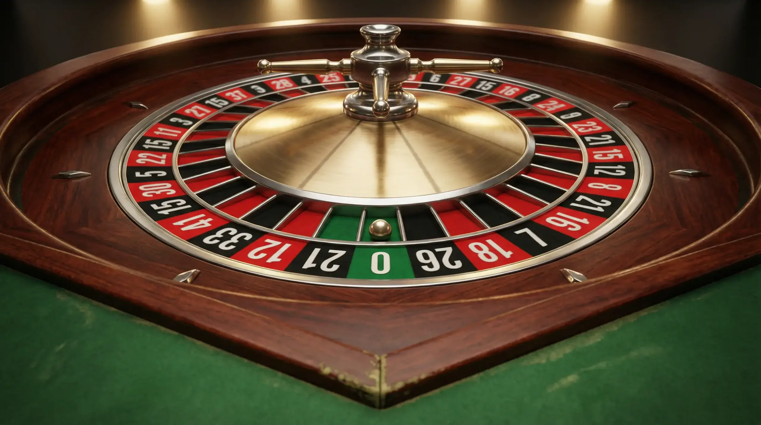 European roulette wheel close-up showing single green zero pocket