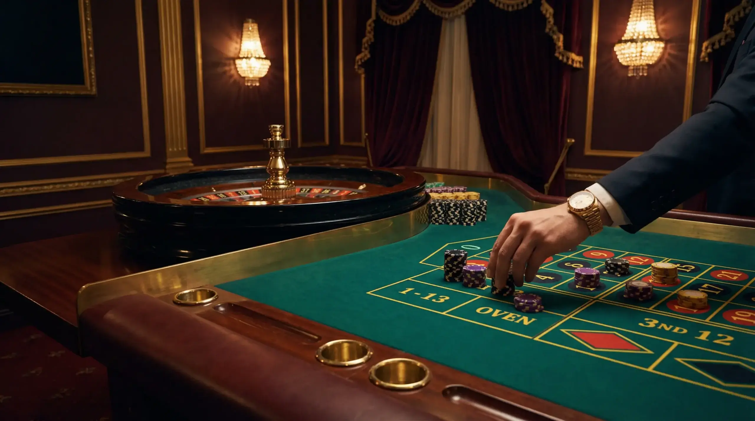 VIP high stakes roulette table with premium chips