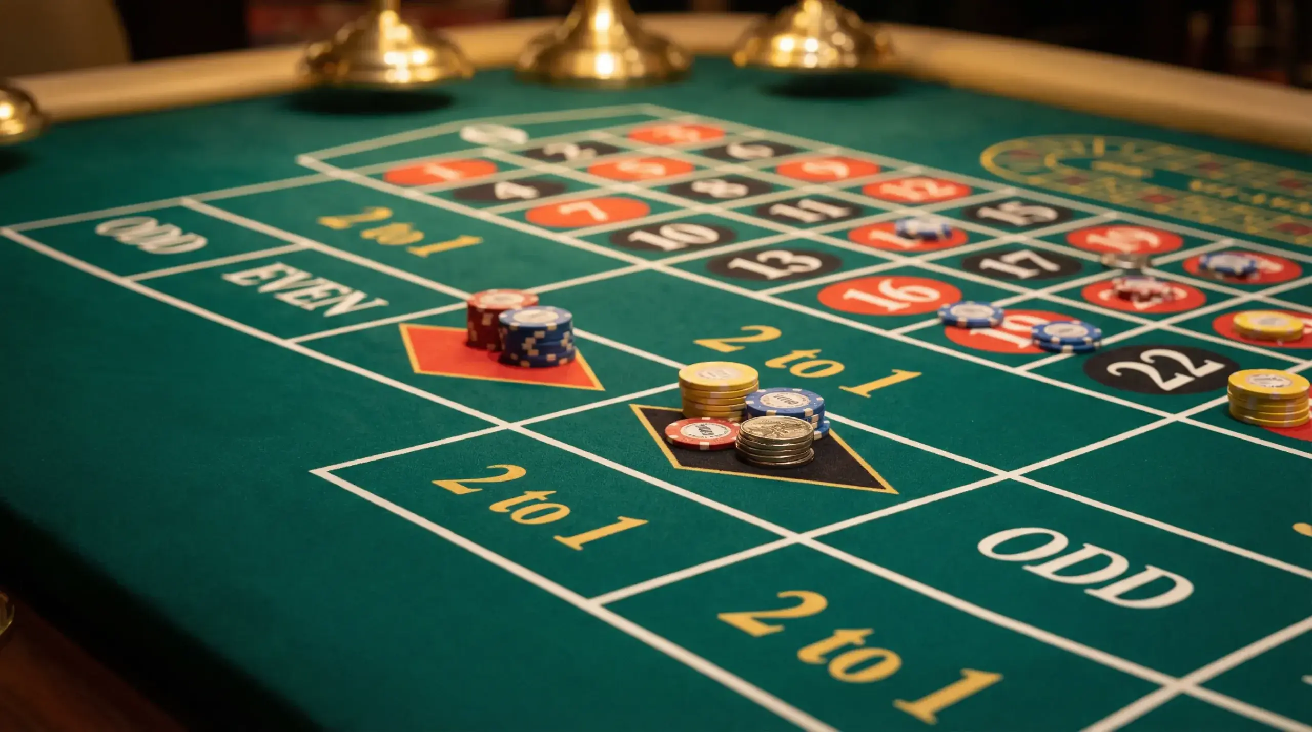 Roulette outside bets area showing red black odd even and column betting sections